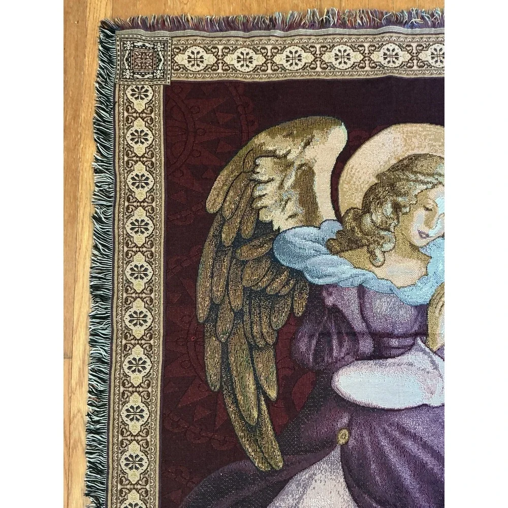 Guardian Angel Praying Tapestry Throw Blanket Approx 50